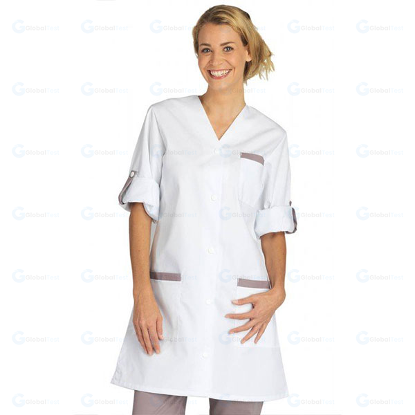 Blouse de Travail Femme – Vêtement professionnel léger, col V, manches transformables