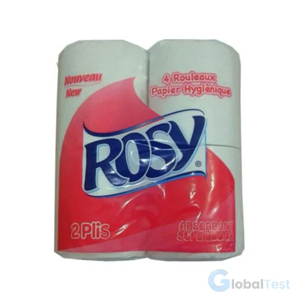 Papier hygiénique Rozy – paquet de 4 rouleaux, 2 plis, micro-gaufré, 150 feuilles de 10 cm, fabriqué en ouate mixte blanche, doux et résistant, idéal pour un usage domestique ou professionnel.