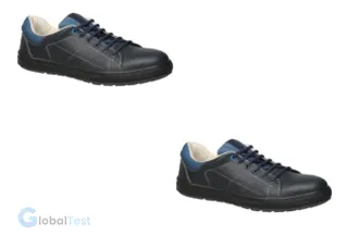 Chaussure de sécurité tige haute – modèle S3, tige en microfibre bleue imperméable, doublure en cuir pour confort et durabilité, première orthopédique doublée en cuir, tissu anti-perforation, semelle bi-densité offrant adhérence et absorption des chocs – idéale pour les secteurs de la construction, de l’industrie lourde et de la logistique