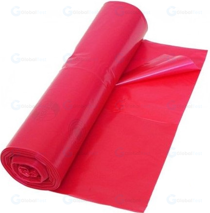 Lot de 25 sacs poubelle rouges de 100L, fabriqués en polypropylène haute densité, résistants aux déchirures et aux perforations, idéals pour la collecte de déchets ménagers et professionnels, compatibles avec les poubelles de 100 litres, offrant une solution pratique et économique pour le tri sélectif et l'entretien