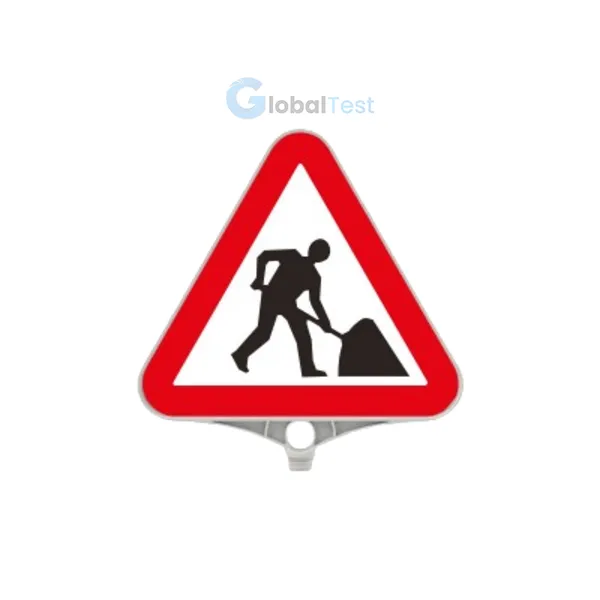 Panneau de signalisation triangulaire réfléchissant PPC avec avertissement bidirectionnel, offrant une haute visibilité, léger et résistant aux intempéries, idéal pour marquer les zones à risque dans les zones industrielles, entrepôts, parkings et chantiers.