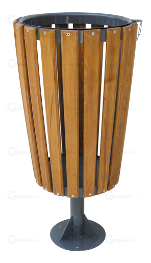 Poubelle conique 60 L en acier et bois – design élégant et résistant pour bureaux, halls et espaces publics