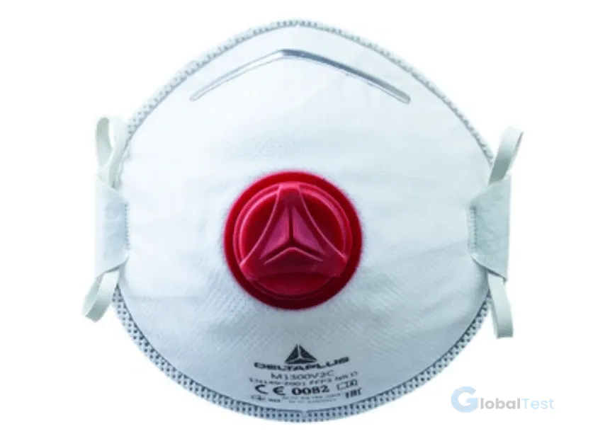 MASQUE-FFP3-AVEC-VALVE-M1300V2-DELTA-PLUS masque FFP3 jetable avec valve, non tissé moulé, clip nasal acier avec bord EVA, conforme EN 149, confort prolongé.